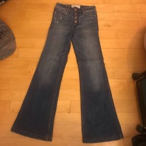 A&F high waisted distressed bell bottom flare